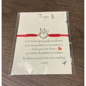 Sterling Silver .925 Heart Charm with Lucky Red String Adjustable Bracelet